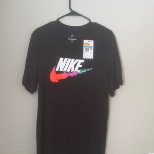 Nike Men's Black Tee with Multicolor Logo